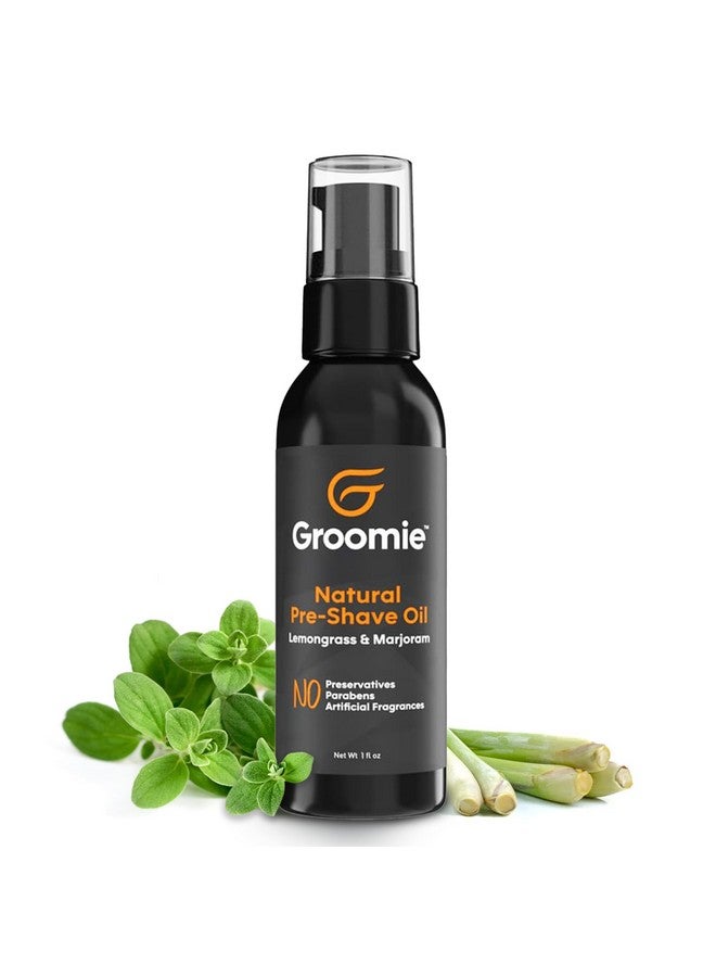 Groomie Roomie Natural Preshave Oil For Bald Headed Men And Women ; Specially Formulated Plant Based Recipe With Milk Thistle Seed Essential Oils Antioxidants And Vitamin E ; Promotes Close Shave 1 Oz  - Image 1