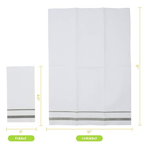 FOCUSLINE 200 Linen Feel Disposable Bathroom Napkins Soft and Absorbent Paper Guest Towels ClothLike Hand Towels Decorative Paper Napkins for Parties Weddings Dinners or Events Silver 12 x 17 - Image 5