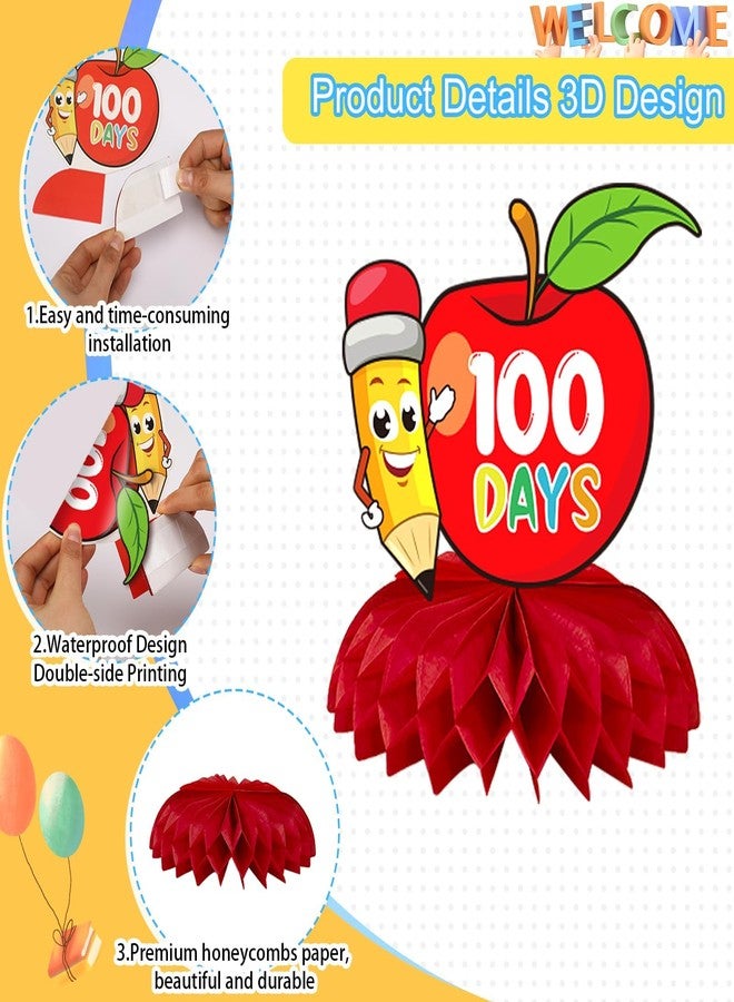 JULMELON 8 PCS 100 Days of School Decorations Honeycomb Centerpiece, 6 Inch Diameter, Red, Green, Yellow, Blue, Includes Honeycomb Centerpieces - Image 4