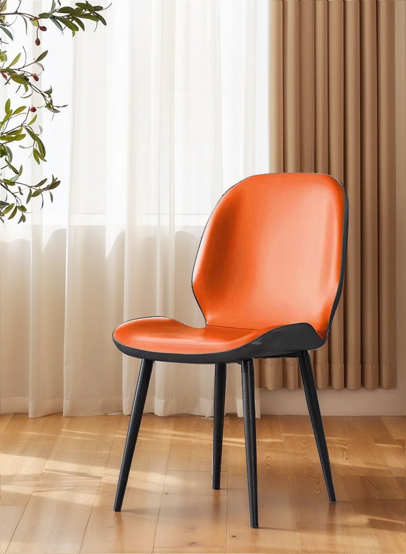 ايكي ايك كراسي جانبية لغرفة الطعام، كراسي طاولة طعام مطبخ حديثة منتصف القرن، كراسي مريحة بمسند ظهر من الجلد لغرفة المعيشة في المطبخ - Image 1