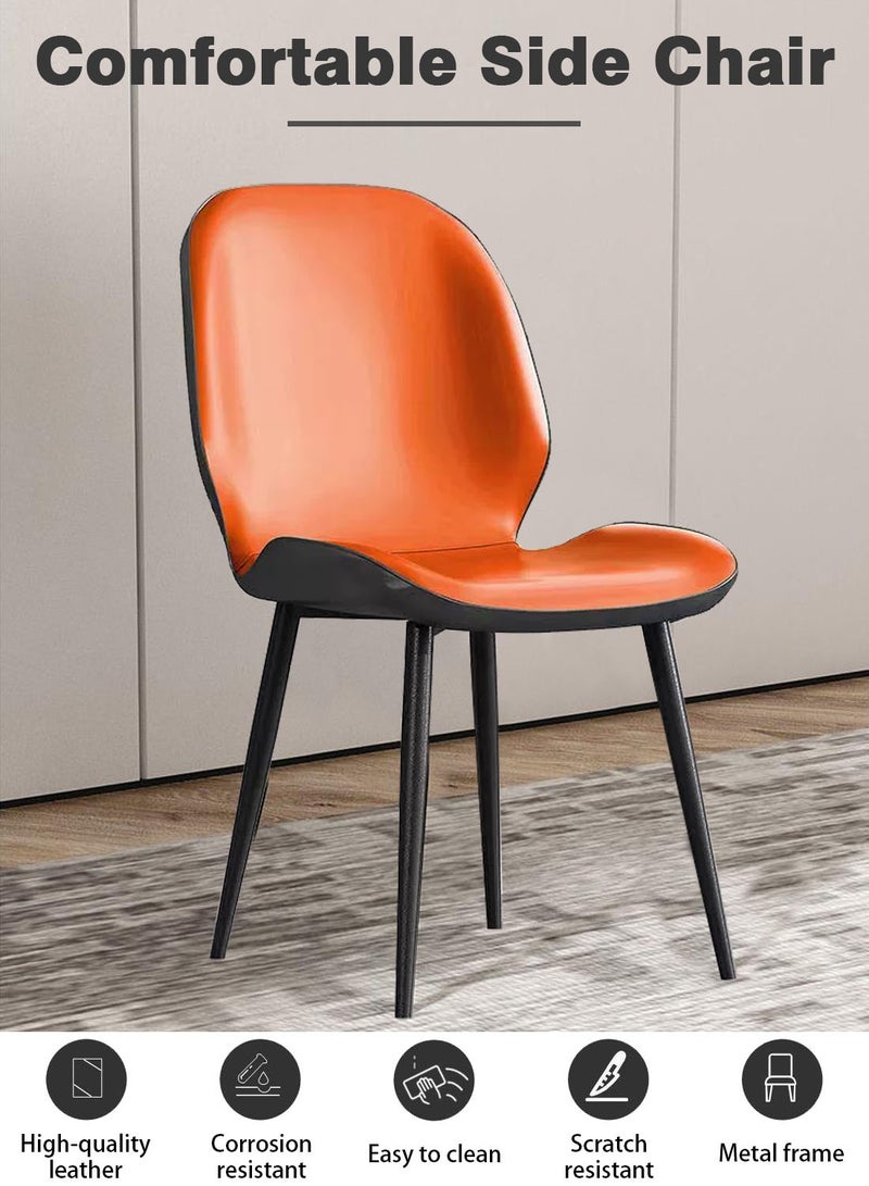 ايكي ايك كراسي جانبية لغرفة الطعام، كراسي طاولة طعام مطبخ حديثة منتصف القرن، كراسي مريحة بمسند ظهر من الجلد لغرفة المعيشة في المطبخ - Image 2