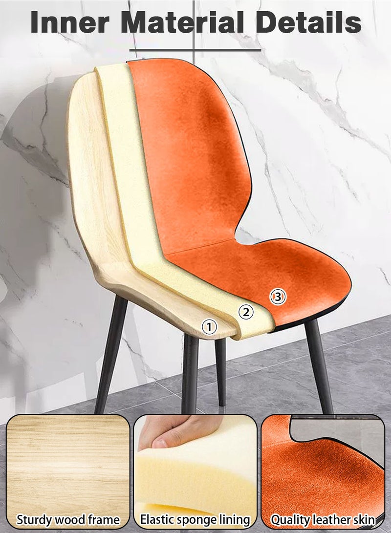 ايكي ايك كراسي جانبية لغرفة الطعام، كراسي طاولة طعام مطبخ حديثة منتصف القرن، كراسي مريحة بمسند ظهر من الجلد لغرفة المعيشة في المطبخ - Image 3