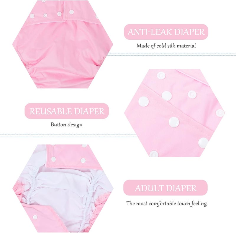 cheekyglo 3pcs Reusable Adult Diaper Washable Adult Pocket Nappy Cover Adjustable Reusable Diaper Cloth Breathable Leakfree - Image 4