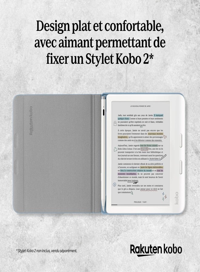 كوبو جراب Kobo Libra Colour SleepCover | دفتر ملاحظات بيج رملي | تقنية النوم/الاستيقاظ | حامل مدمج ثنائي الاتجاه | جلد نباتي | متوافق مع قارئ Kobo Libra Colour الإلكتروني مقاس 7 بوصات - Image 4