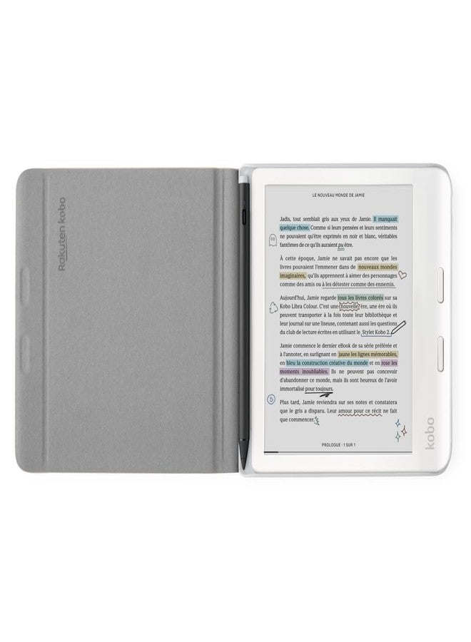 كوبو جراب Kobo Libra Colour SleepCover | دفتر ملاحظات بيج رملي | تقنية النوم/الاستيقاظ | حامل مدمج ثنائي الاتجاه | جلد نباتي | متوافق مع قارئ Kobo Libra Colour الإلكتروني مقاس 7 بوصات - Image 2