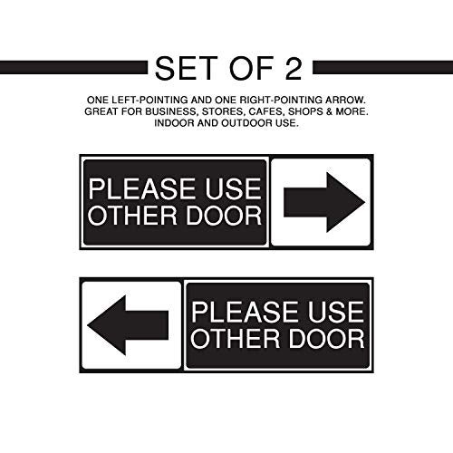 Safety Supply Mart Please Use The Other Door Sticker, Set of 2, Black and White, Vinyl, Self-Adhesive - Image 2