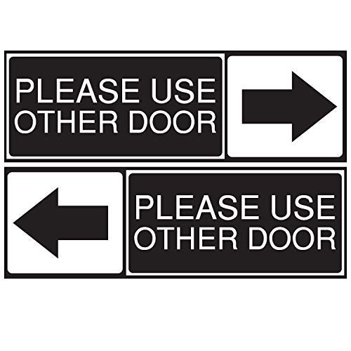 Safety Supply Mart Please Use The Other Door Sticker, Set of 2, Black and White, Vinyl, Self-Adhesive - Image 1