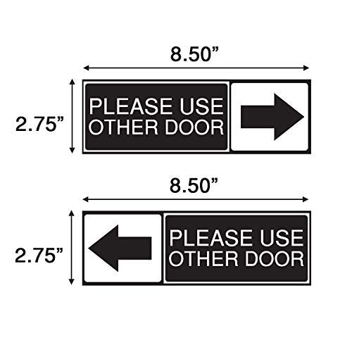 Safety Supply Mart Please Use The Other Door Sticker, Set of 2, Black and White, Vinyl, Self-Adhesive - Image 3