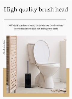 DUNISO 6 pieces of Bathroom accessories set, plastic gift set, twill square stainless steel bathroom set, with lotion bottle, toothbrush cup, mouthwash cup, soap tray, toilet brush, cotton swab box (black)  - Image 5