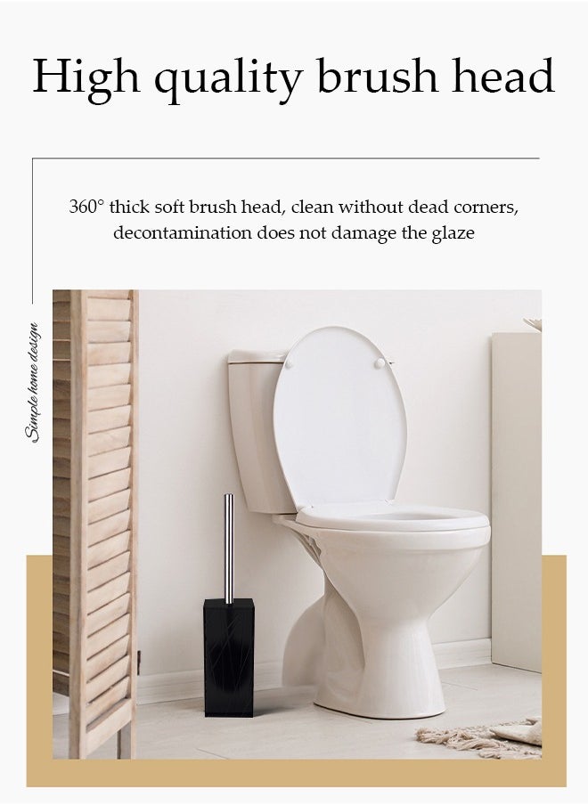 DUNISO 6 pieces of Bathroom accessories set, plastic gift set, twill square stainless steel bathroom set, with lotion bottle, toothbrush cup, mouthwash cup, soap tray, toilet brush, cotton swab box (black)  - Image 5