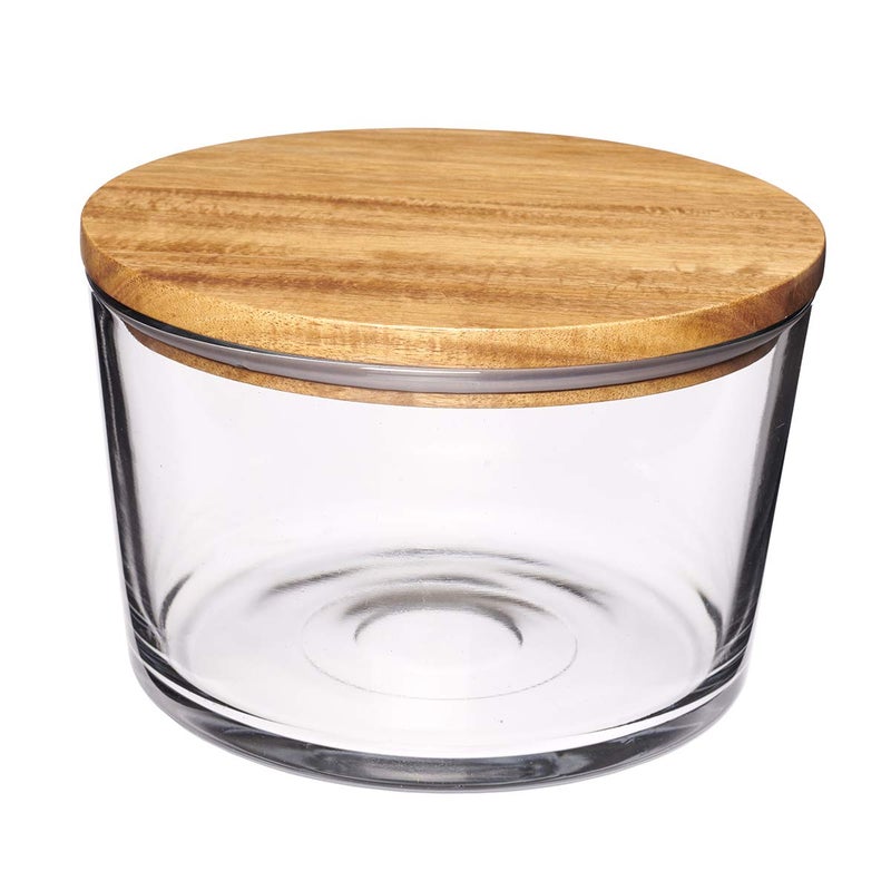 Anchor Hocking Glass Trifle Bowl with Lid  104 oz Glass Salad Bowl with Acacia Wood Lid - Image 1