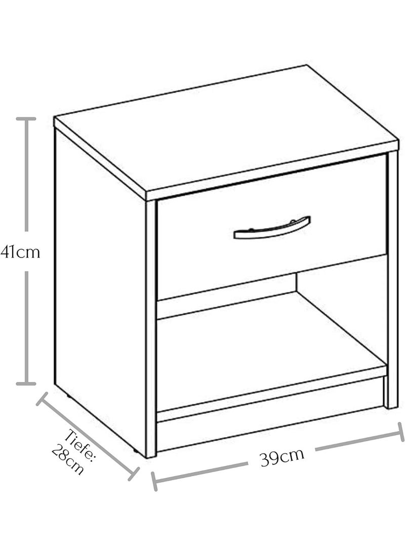 STELLA PEPE Bedside Table Graphite - Simple Bedside Cabinet with One Drawer Suitable for Any Bed & Bedroom - 39 x 41 x 28 cm (W x H x D)  - Image 3