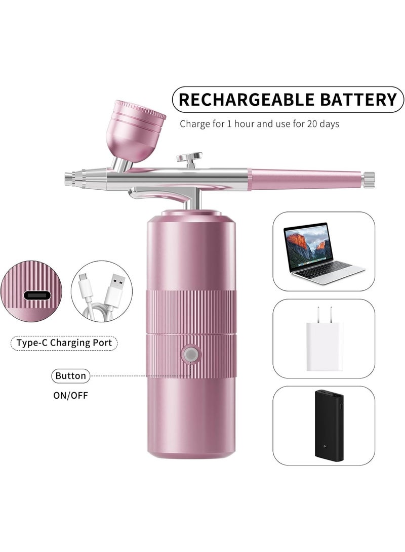 NANAO Airbrush Kit with Compressor Portable Airbrush Kit 48PSI High-Pressure Non-Clogging Air Brush Set Cordless Rechargeable with 0.3mm Nozzle and Cleaning Brush for Painting,Nail Art, Makeup (pink) - Image 5