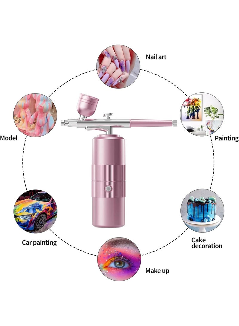 NANAO Airbrush Kit with Compressor Portable Airbrush Kit 48PSI High-Pressure Non-Clogging Air Brush Set Cordless Rechargeable with 0.3mm Nozzle and Cleaning Brush for Painting,Nail Art, Makeup (pink) - Image 3