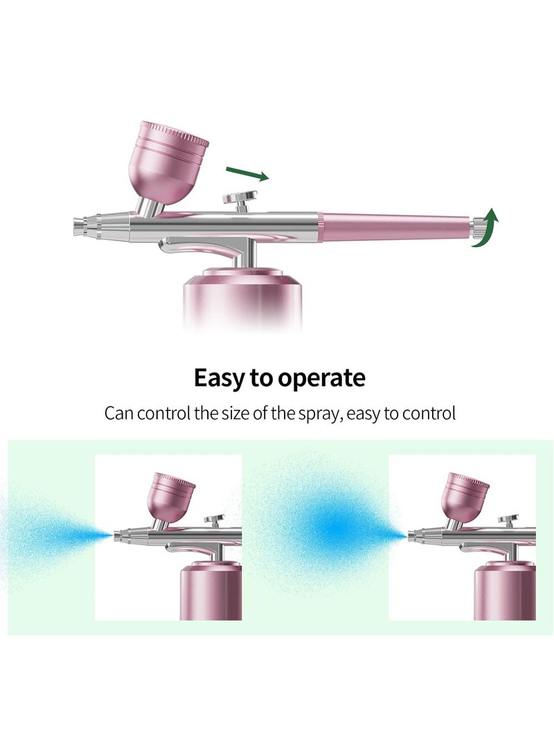 NANAO Airbrush Kit with Compressor Portable Airbrush Kit 48PSI High-Pressure Non-Clogging Air Brush Set Cordless Rechargeable with 0.3mm Nozzle and Cleaning Brush for Painting,Nail Art, Makeup (pink) - Image 4