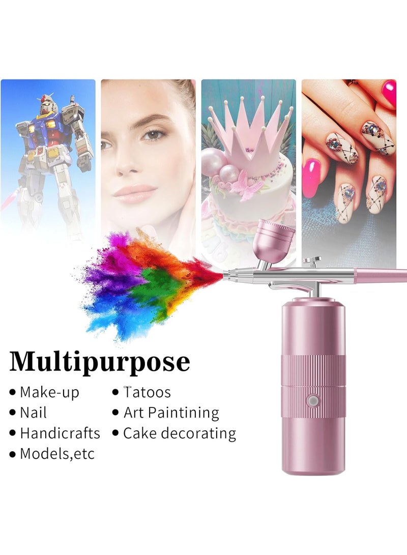 NANAO Airbrush Kit with Compressor Portable Airbrush Kit 48PSI High-Pressure Non-Clogging Air Brush Set Cordless Rechargeable with 0.3mm Nozzle and Cleaning Brush for Painting,Nail Art, Makeup (pink) - Image 2