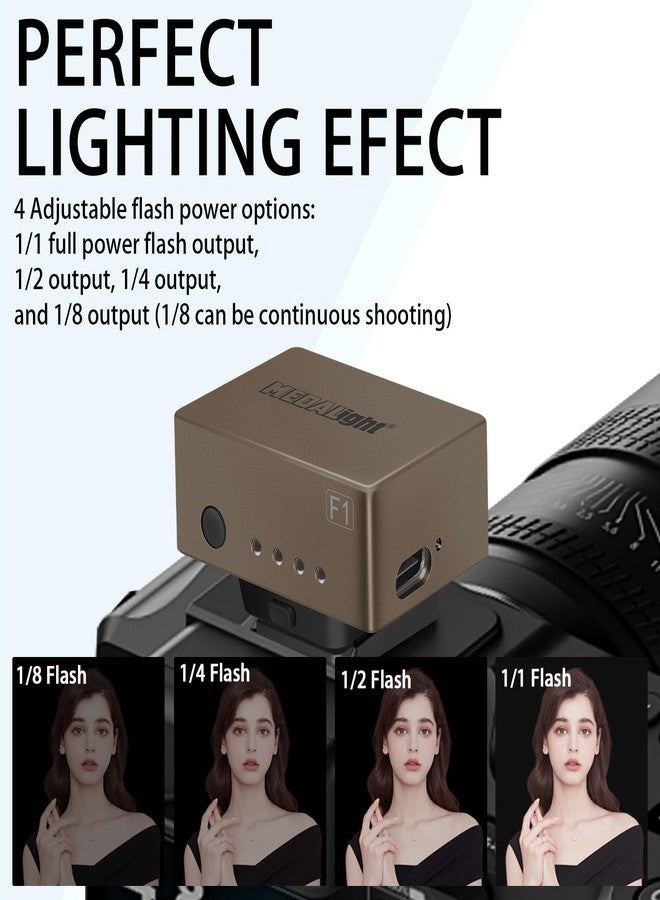 فلاش كاميرا صغير F1، فلاش كاميرا Speedlite لكاميرات Ricoh (GR3/GR3X، إلخ)، Fuji/Sony/Nikon/Canon، كاميرات الأفلام الرقمية، مصباح فلاش صغير محمول لكاميرات DSLR. (ذهبي وردي) - Image 5