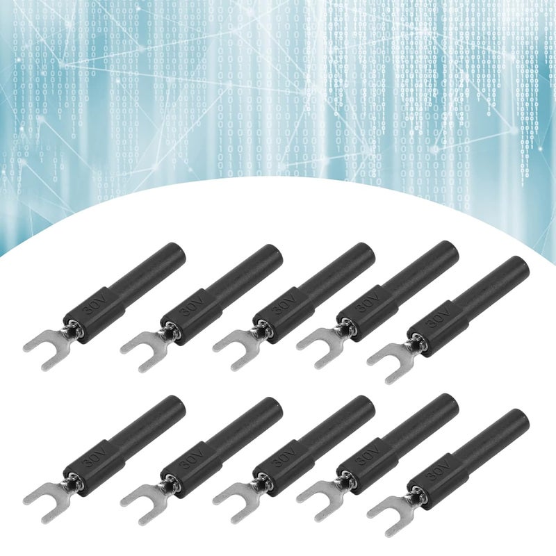 Astibym 10pcs 4mm U Type Fork Spade Wire Connectors Electrical Crimp Terminal Black - Image 5