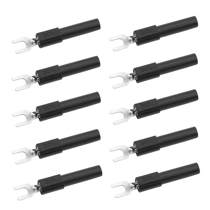 Astibym 10pcs 4mm U Type Fork Spade Wire Connectors Electrical Crimp Terminal Black - Image 4
