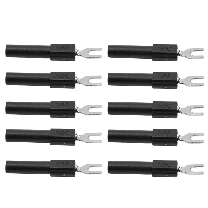 Astibym 10pcs 4mm U Type Fork Spade Wire Connectors Electrical Crimp Terminal Black - Image 3