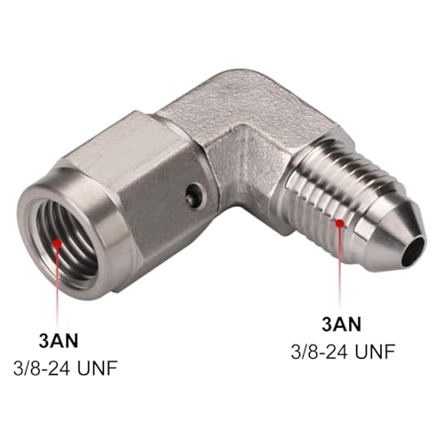 Podavelle 3AN Male to 3AN Female 90 Degree Swivel Stainless Steel Brake Fitting Adapter Coupler - Image 3