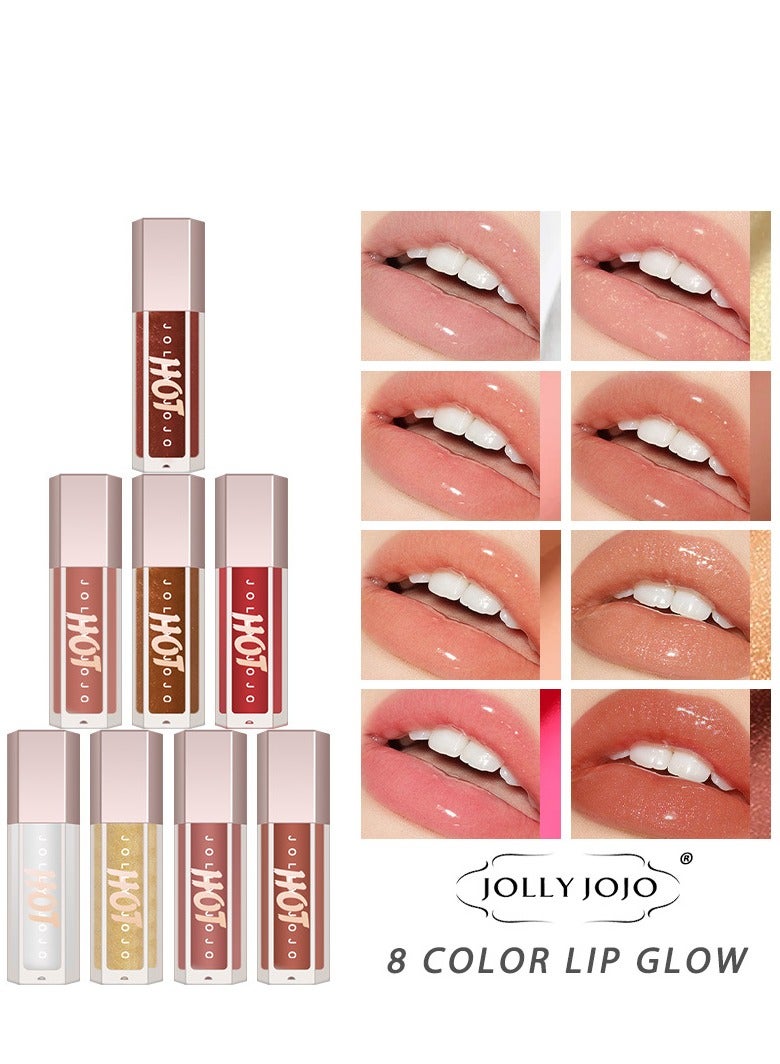 جولي جوجو مجموعة ملمع الشفاه الممتلئة 8 ألوان، زيت الشفاه، مرطب ومغذي للغاية، زيت توهج الشفاه بلمسة نهائية لامعة وناعمة، ملمع شفاه ملون لامع ونباتي، 8 قطع - Image 1
