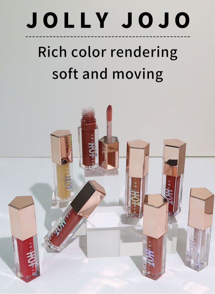 جولي جوجو مجموعة ملمع الشفاه الممتلئة 8 ألوان، زيت الشفاه، مرطب ومغذي للغاية، زيت توهج الشفاه بلمسة نهائية لامعة وناعمة، ملمع شفاه ملون لامع ونباتي، 8 قطع - Image 2