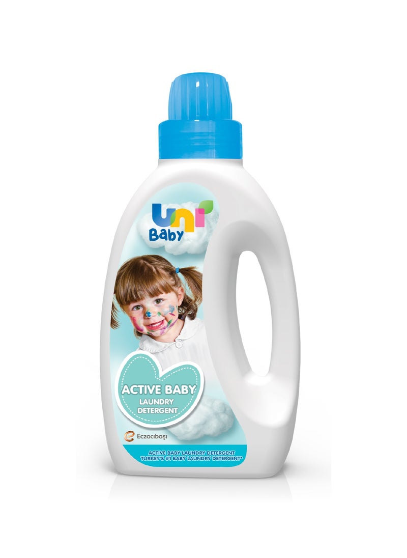 Uni baby Baby Active Laundry Detergent 1500ml - Dermatologically Tested for Sensitive Skin - Gentle, Effective and Thorough Cleaning, Dye Free & Bleach Free,Safe for Babies and Kids  - Image 1