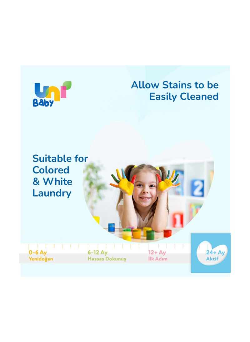 Uni baby Baby Active Laundry Detergent 1500ml - Dermatologically Tested for Sensitive Skin - Gentle, Effective and Thorough Cleaning, Dye Free & Bleach Free,Safe for Babies and Kids  - Image 3