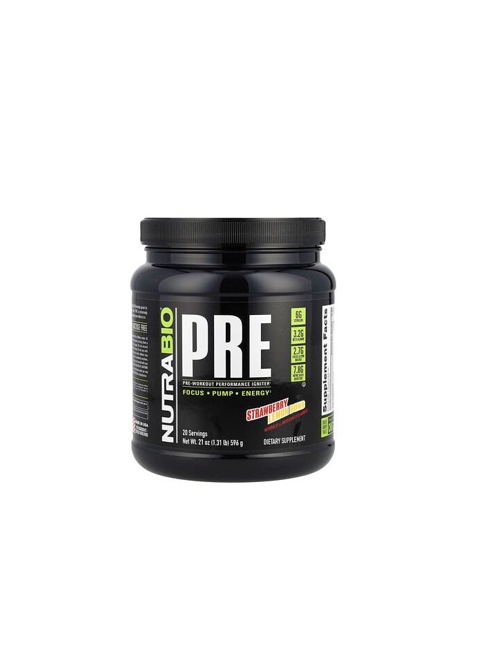 NutraBio Labs NutraBio Labs PRE-Workout Strawberry Lemon Bomb  1.31 lb (596 g) 