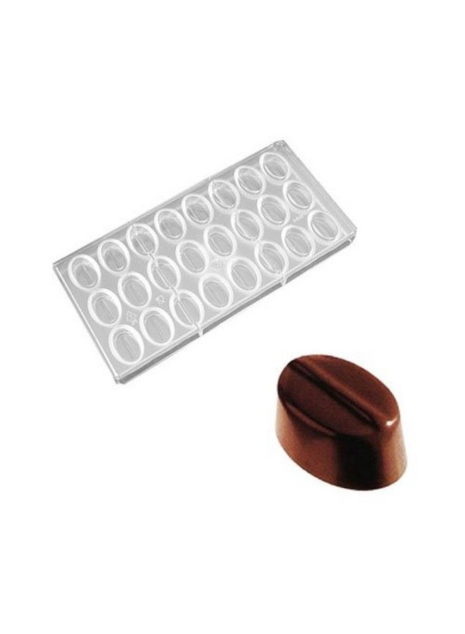 O'Creme Clear Polycarbonate 1Piece Chocolate Mold Transparent Candy Mould Ridged Oval 24 Cavities - Image 1