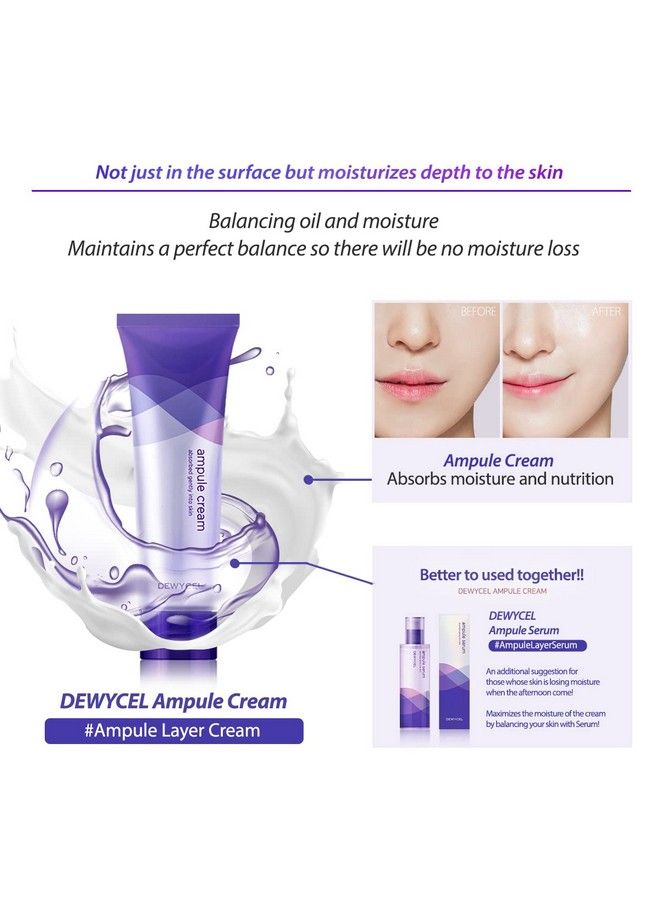 DEWYCEL كريم أمبول مع النياسيناميد والسيراميد NP وحمض الهيالورونيك والأدينوزين | كريم مرطب لجميع أنواع البشرة غير لزج لبشرة متألقة | العناية بالبشرة الكورية الفاخرة | 2.7 أونصة سائلة 80 مل - Image 4