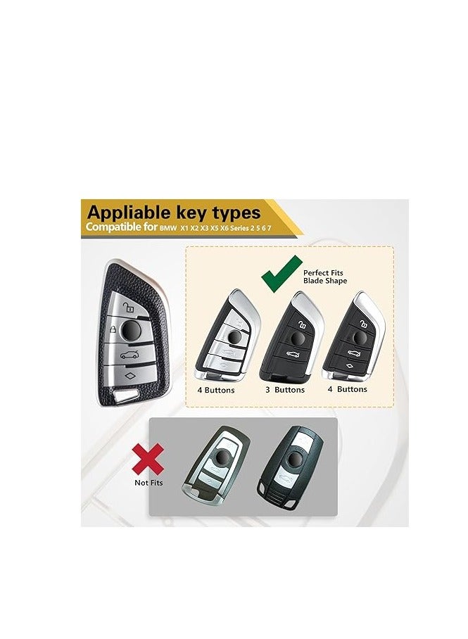 OUYoo Key Fob Cover Case, Keychain, Metal Shell Cover Compatible for BMW 2 3 5 7 Series X1 X2 X3 X5 X6 X7 X5m Z4 M3 M5 M6 G05 G20 G30 G31 G80 F10 F15 Series Premium TPU all-inclusive key case with key chain.（Red） - Image 2