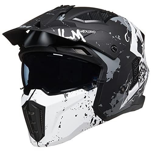 ILM Open Face Motorcycle 3/4 Half Helmet for Men and Women, Vintage Retro Helmet with Visor for Moped ATV Cruiser Scooter DOT Model Z302(Matte Skull,XX-Large) - Image 1