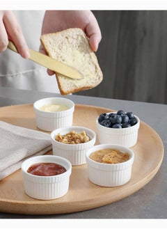 Mash 6 Pieces Ceramic Ramekins 10Oz White Souffle Oven Safe Stoneware Bakeware Porcelain Ramekin Set Serving For Sauces Dipping Onion Soup Lava Cake Flan Creme Brulee Pudding Mini Custard Dishes  - Image 5