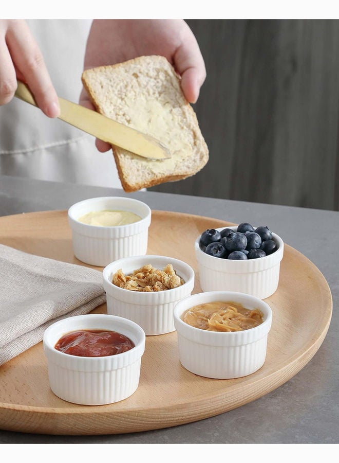 6 Pieces Ceramic Ramekins 10Oz White Souffle Oven Safe Stoneware Bakeware Porcelain Ramekin Set Serving For Sauces Dipping Onion Soup Lava Cake Flan Creme Brulee Pudding Mini Custard Dishes