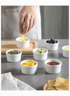 Mash 6 Pieces Ceramic Ramekins 10Oz White Souffle Oven Safe Stoneware Bakeware Porcelain Ramekin Set Serving For Sauces Dipping Onion Soup Lava Cake Flan Creme Brulee Pudding Mini Custard Dishes  - Image 3