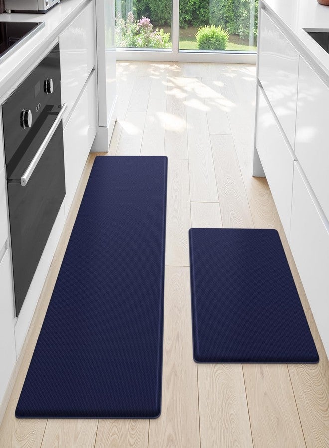 StepLively Kitchen Mat, 2 PCS Kitchen Rugs, Cushioned Kitchen Mats for Floor, Anti Fatigue Kitchen Rug Set, Non-Skid Standing Mat for Kitchen, Office, Sink, 17.3"×30"+17.3"×47", Blue - Image 1