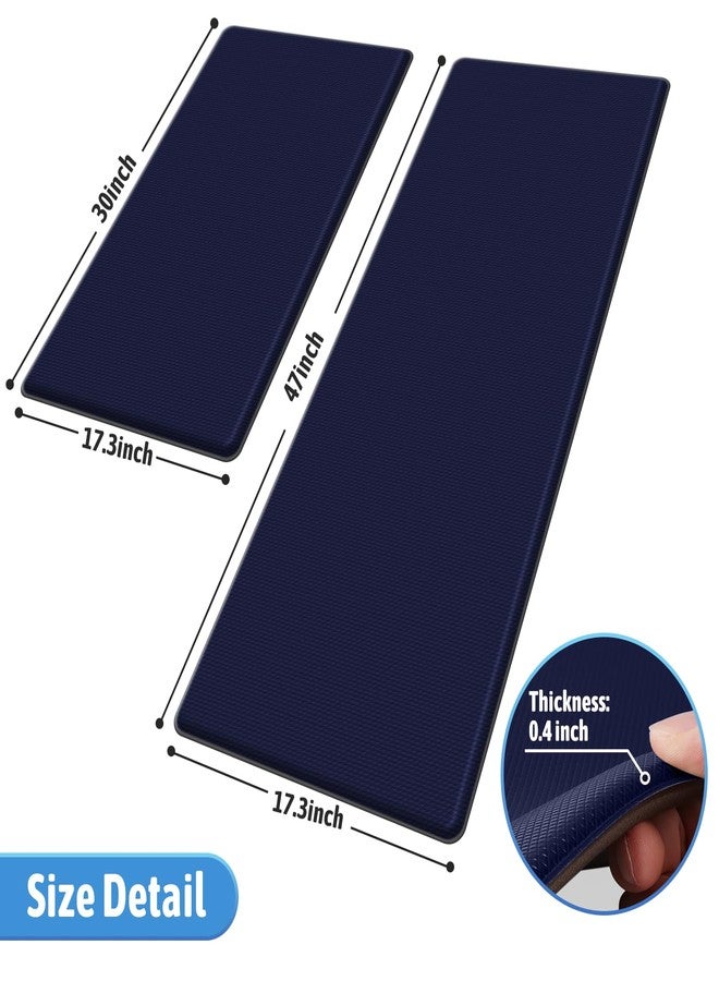 StepLively Kitchen Mat, 2 PCS Kitchen Rugs, Cushioned Kitchen Mats for Floor, Anti Fatigue Kitchen Rug Set, Non-Skid Standing Mat for Kitchen, Office, Sink, 17.3"×30"+17.3"×47", Blue - Image 2