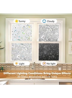 Arabest Window Privacy Film, 3D Decorative Stained Glass Window Decals, Static Cling Non-Adhesive Removable Window Sticker Tulip Window Film for Glass Door Home Heat Control Anti UV (60x200cm)  - Image 4