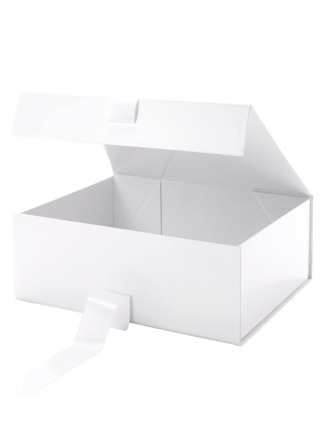 GREEN BEAN Large Gift Box with Lid for Presents 13x9.7x3.4 Inches, White Magnetic Gift Box with Ribbon, Bridesmaid Proposal Box, Luxury Gifts Box (Glossy White) - Image 2