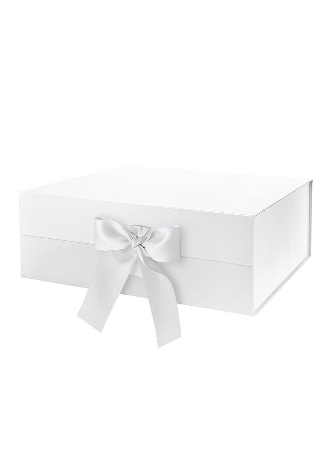 GREEN BEAN Large Gift Box with Lid for Presents 13x9.7x3.4 Inches, White Magnetic Gift Box with Ribbon, Bridesmaid Proposal Box, Luxury Gifts Box (Glossy White) - Image 1