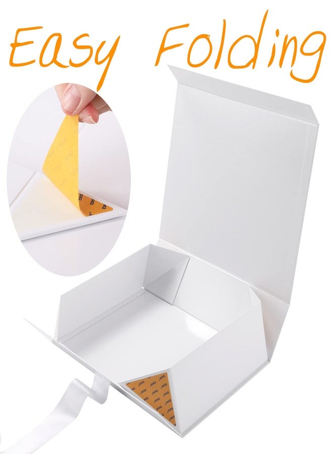 GREEN BEAN Large Gift Box with Lid for Presents 13x9.7x3.4 Inches, White Magnetic Gift Box with Ribbon, Bridesmaid Proposal Box, Luxury Gifts Box (Glossy White) - Image 5