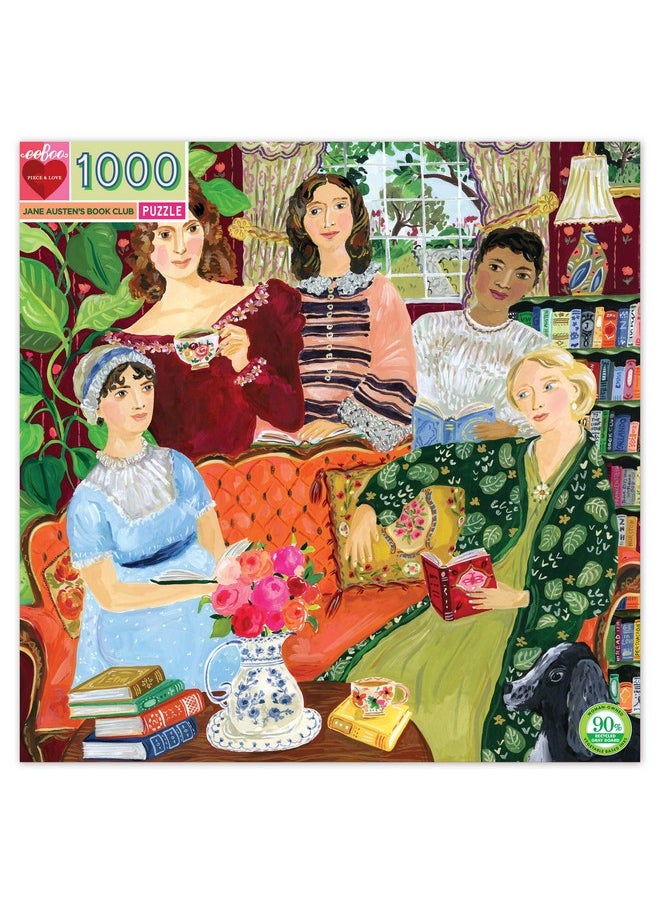 eeboo : Piece And Love Jane Austen'S Book Club 1000-Piece Square Adult Jigsaw Puzzle, Jigsaw Puzzle For Adults And Families, Includes Glossy, Sturdy Pieces And Minimal Puzzle Dust  - Image 1