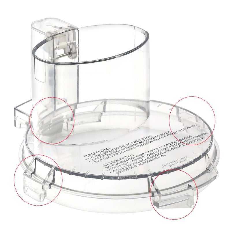 DFP14 Food Processor Work Bowl Cover DFP14NWBCT1 for Cuisinart Food Processor Replacement Parts Fits DLC005AGTXT1 4 Locking Tabs