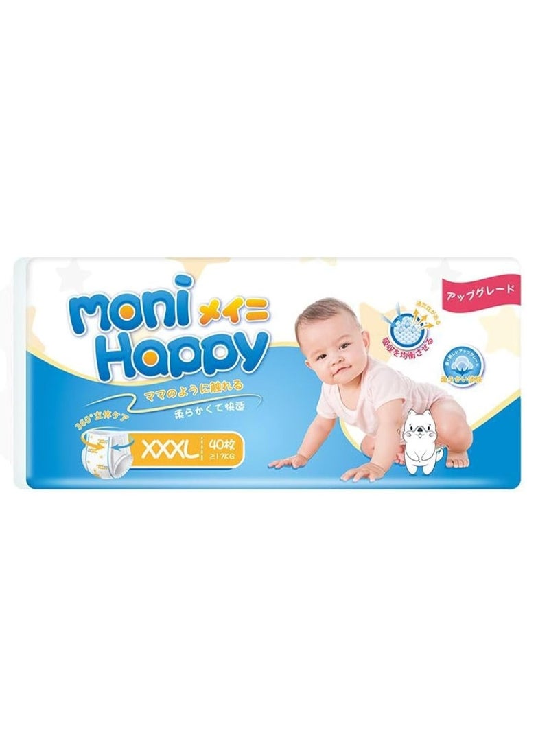 Moni Happy Moni Happy Baby Diaper Pants Super Absorption, Fluffy non-woven fabric, Smart wetness detector, Double-leak guard - XXXL, 18+kg - 40 pcs  - Image 1