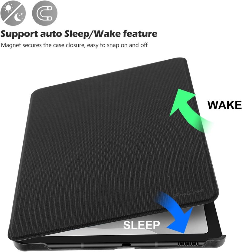 Procases Galaxy Tab S6 Lite 10.4 Case 2022 2020 With Stylus Holder, Slim Stand Protective Folio Case Smart Cover For Galaxy Tab S6 Lite 10.4 Inch Sm-P613 P610 P615 -Black - Image 4