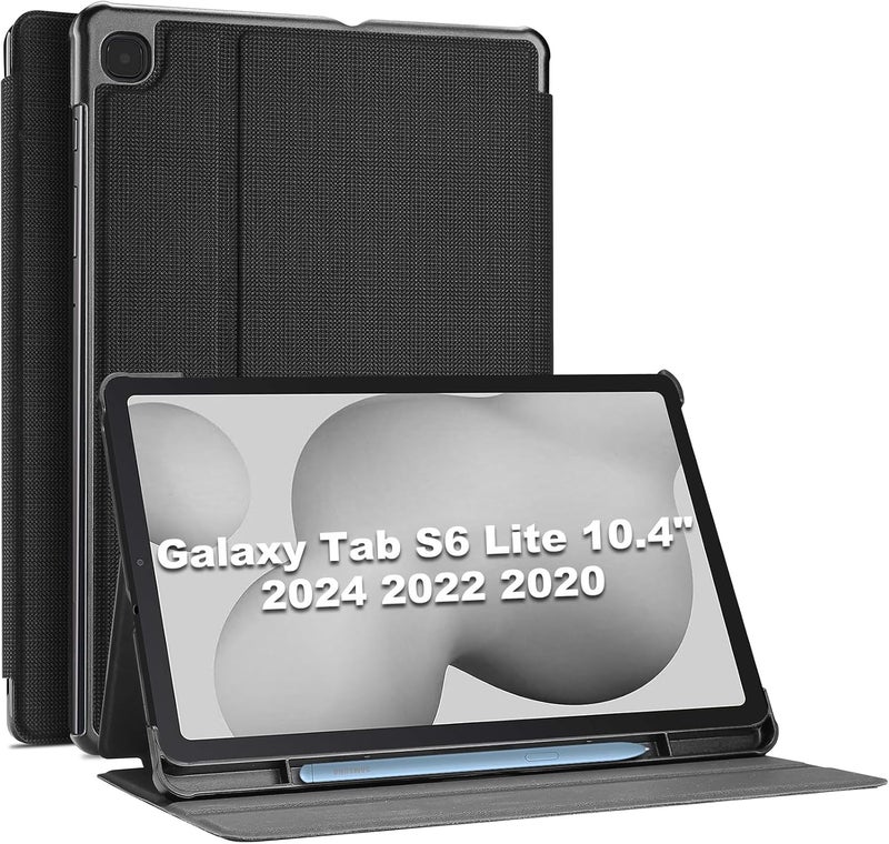 Procases Galaxy Tab S6 Lite 10.4 Case 2022 2020 With Stylus Holder, Slim Stand Protective Folio Case Smart Cover For Galaxy Tab S6 Lite 10.4 Inch Sm-P613 P610 P615 -Black - Image 1