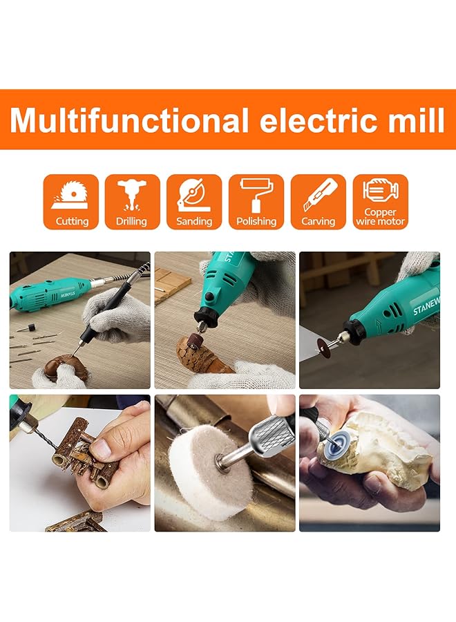 erorex Rotary Tool Kit With Flex Shaft 102Pcs Accessories Variable Speed 130W Electric Drill Set For Grinding Engraving Crafting Projects And Diy C - Image 2