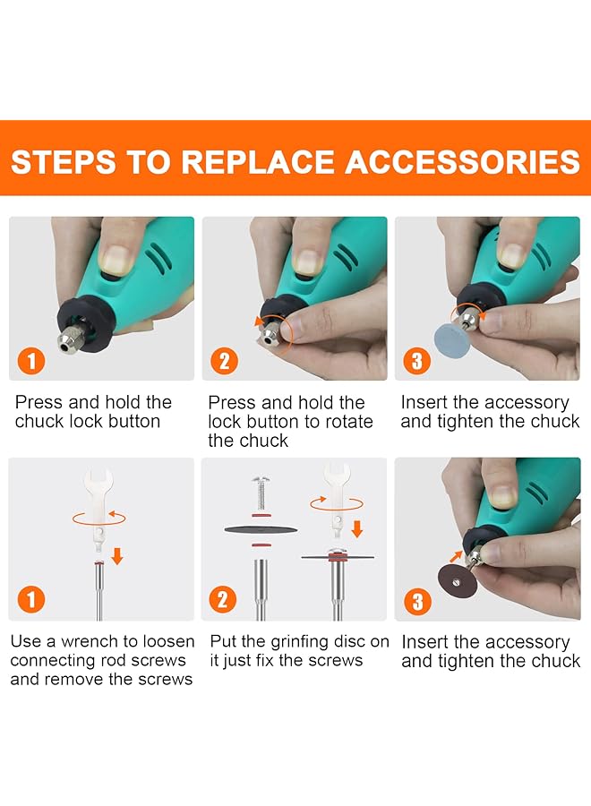 erorex Rotary Tool Kit With Flex Shaft 102Pcs Accessories Variable Speed 130W Electric Drill Set For Grinding Engraving Crafting Projects And Diy C - Image 4